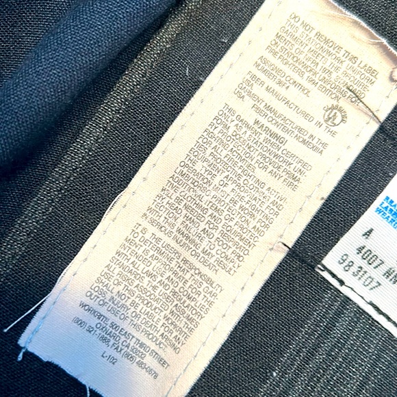 WORKRITE UNIFORM CO. NOMEX FLAME RETARDANT Navy Blue PANTS Size 40 X 34 - Picture 8 of 11